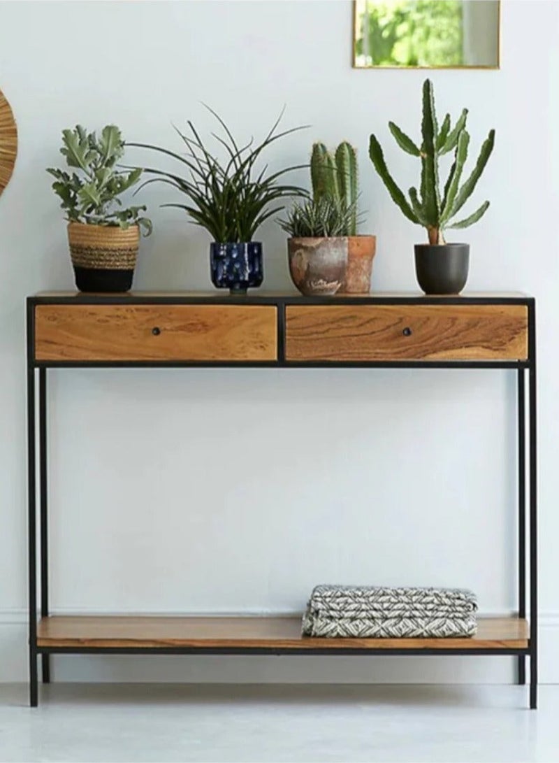 إكسبرت “طاولة كونسول خشبية عصرية مع أدراج وإطار معدني - مثالية للديكور  أو طاولة للقهوة أو طاولة المدخل ,EI-108 - Image 3